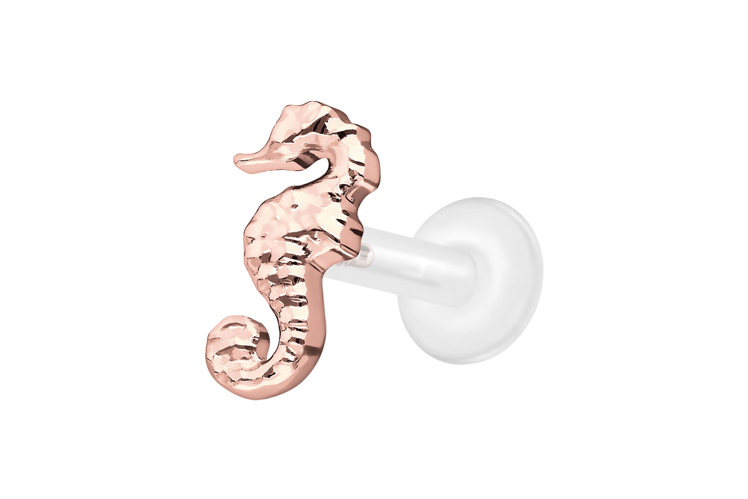 PTFE Labret Piercing mit Innengewinde + Titan-Aufsatz SEEPFERDCHEN